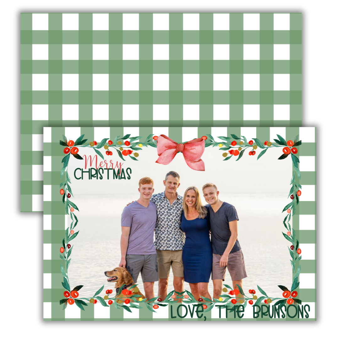 Green Plaid Christmas Cards