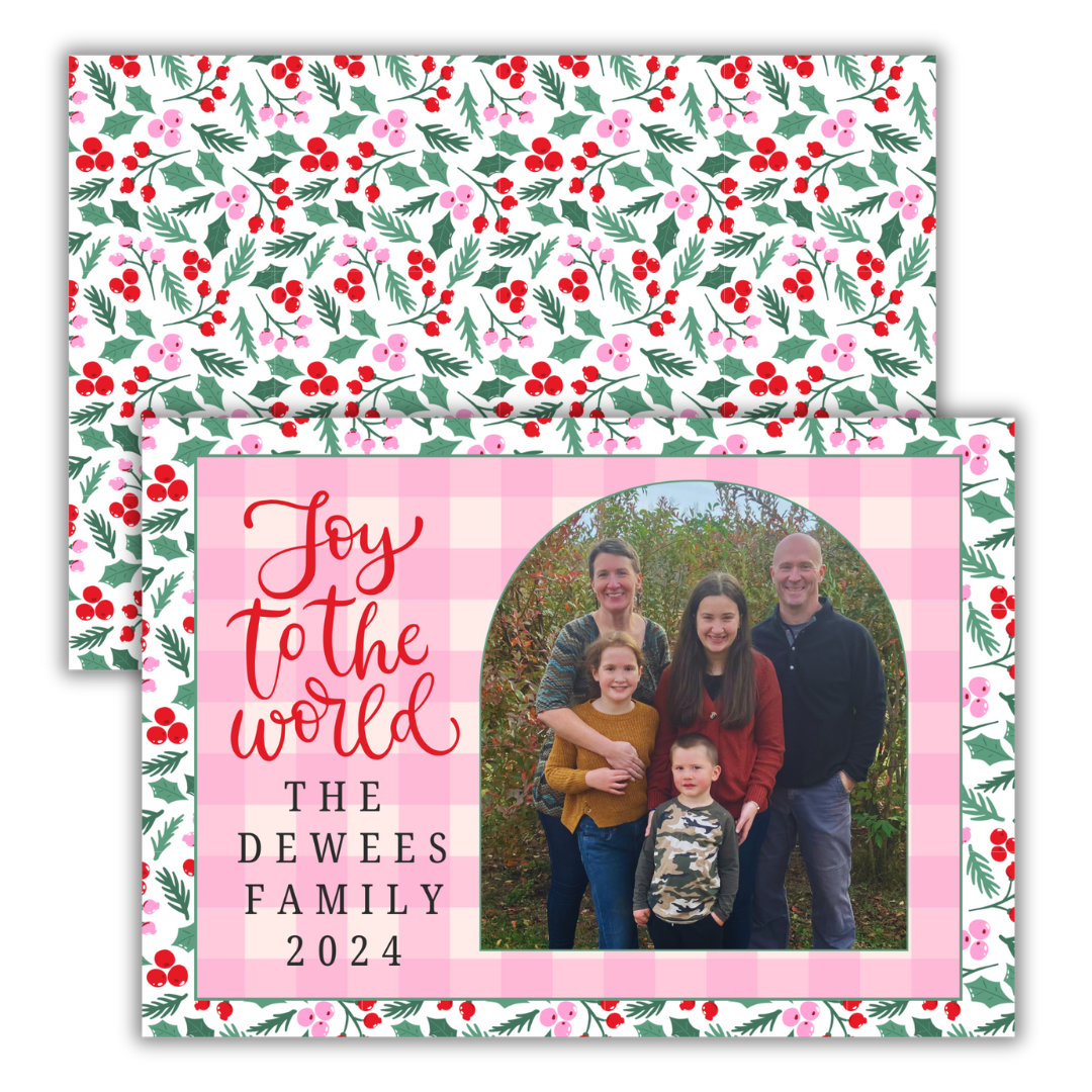 Pink Pop Gingham Christmas Cards