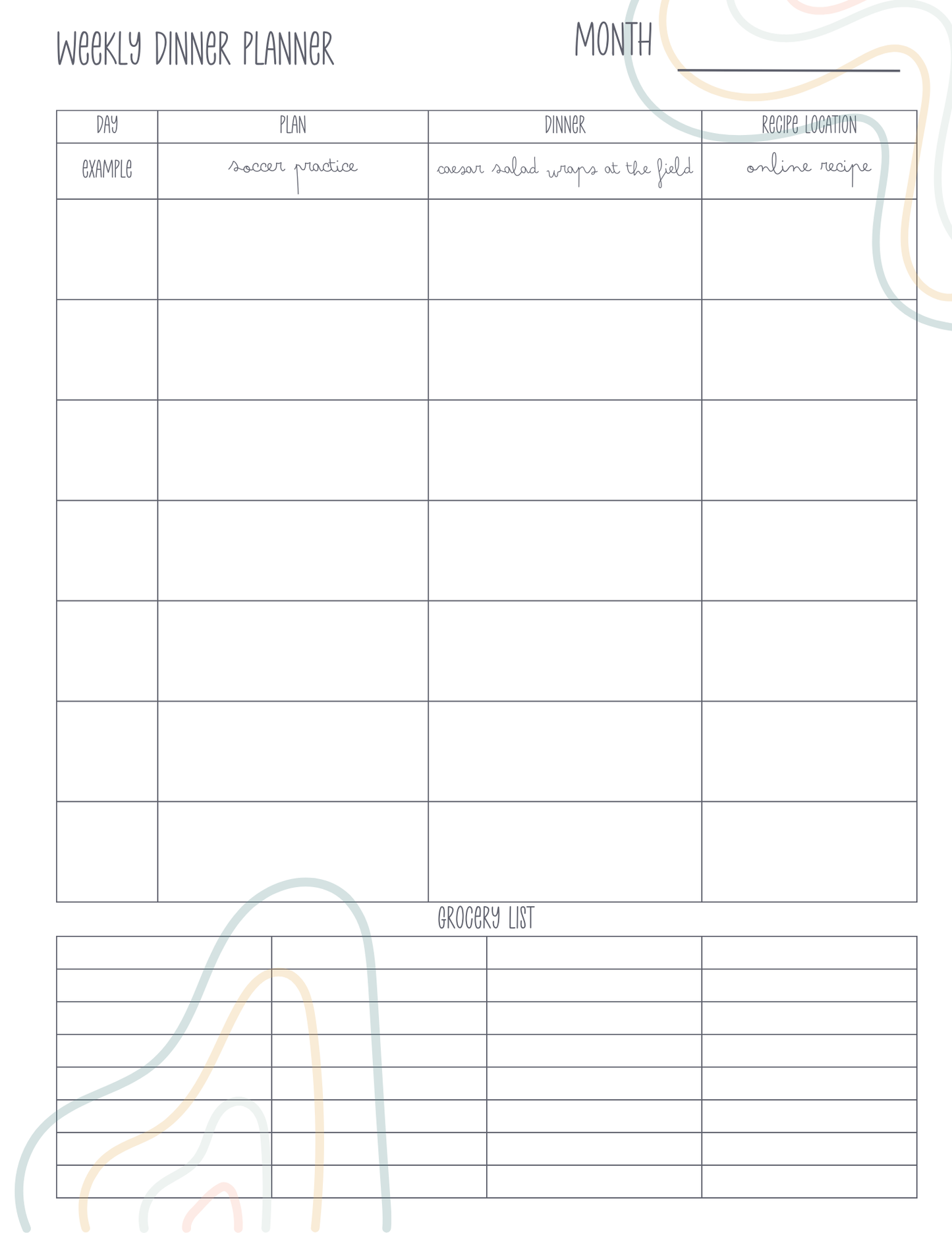 Meal Planner Free Digital Download