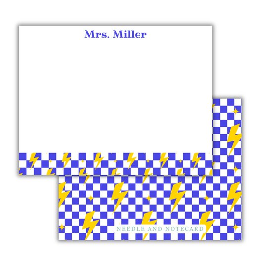 Chargers Checkered Lightning Flat Notecards