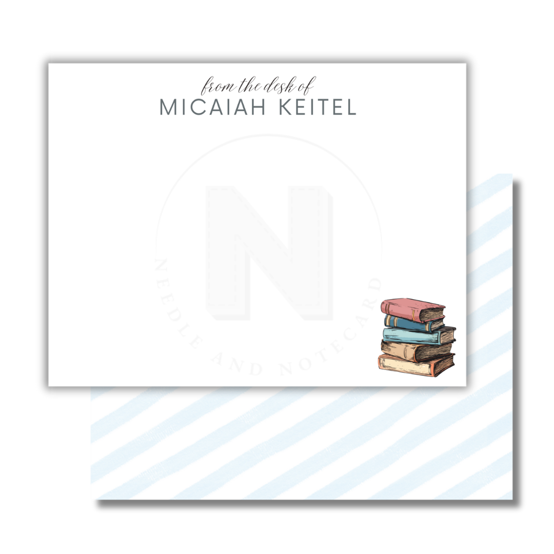 Book Stack Flat Notecards