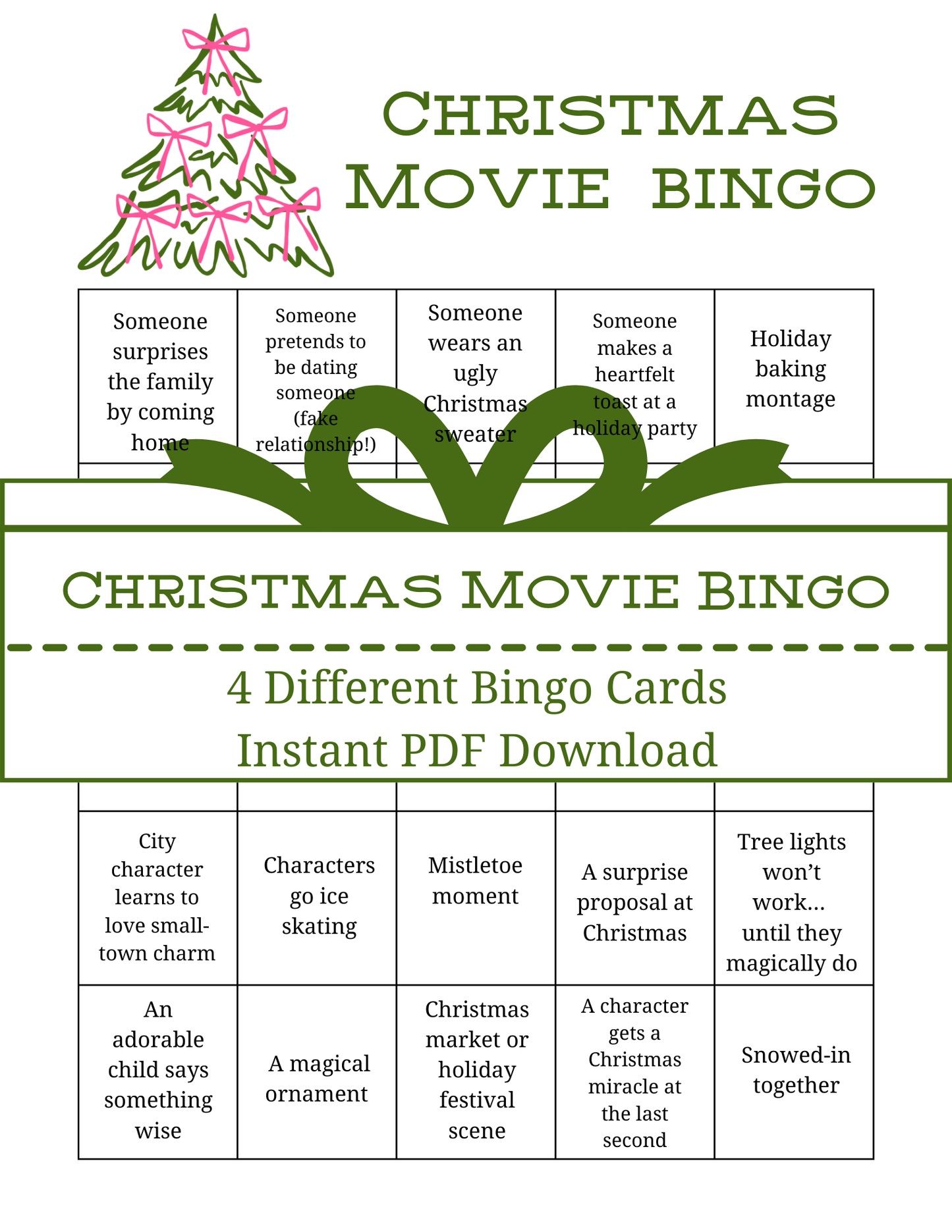 Christmas Movie Bingo | Digital Download | PDF Printable