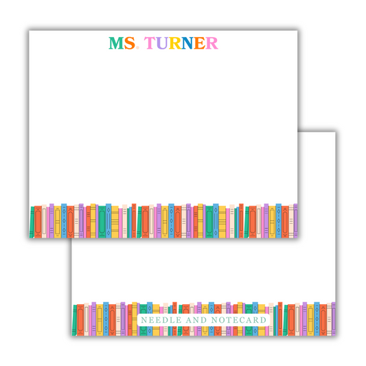 Colorful Bookshelf Flat Notecards