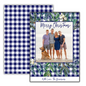 Grand Greenery Blue Gingham Christmas Cards