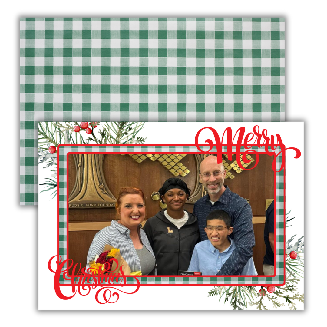 Grand Greenery Green Gingham Christmas Cards