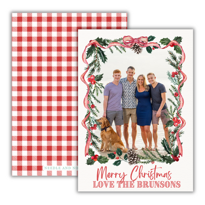 Grand Greenery Red Gingham Christmas Cards