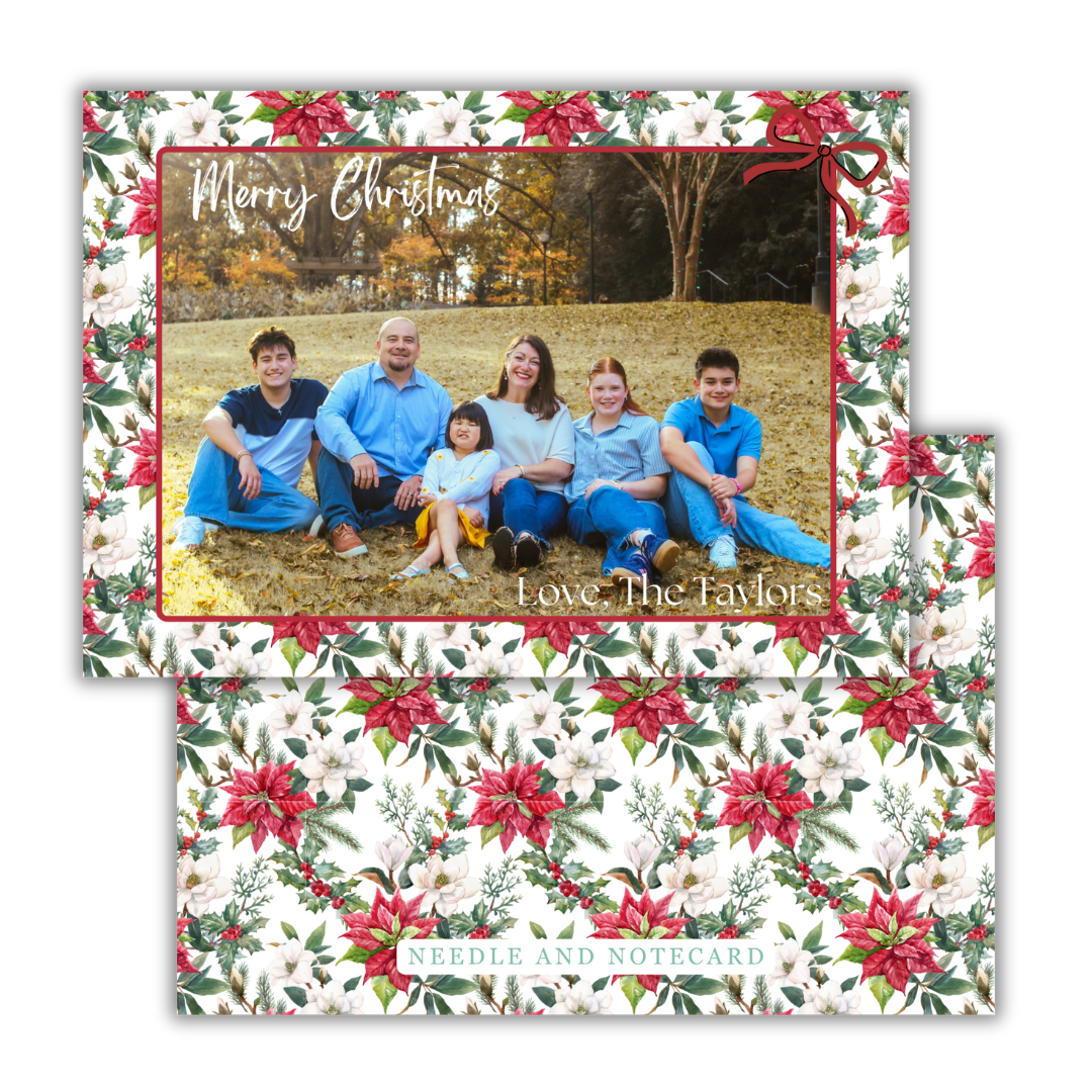 Grand Greenery Poinsettia Christmas Cards