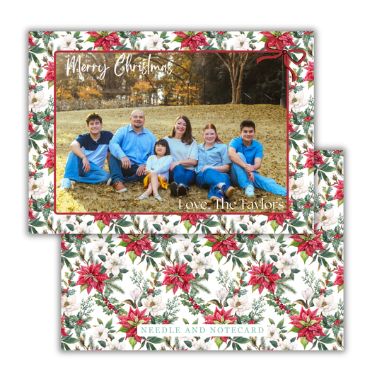 Grand Greenery Poinsettia Christmas Cards