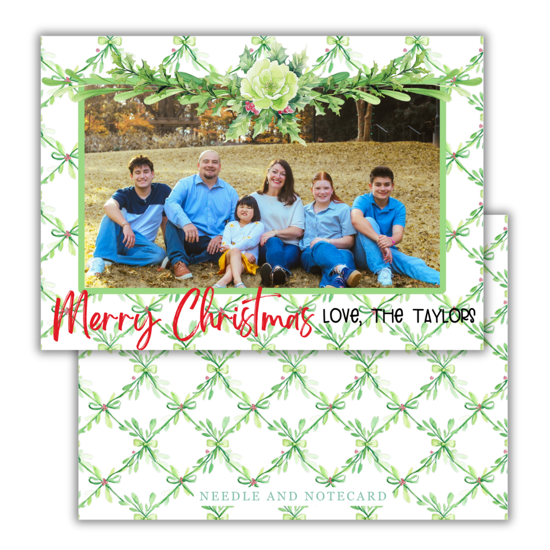 Grand Greenery Poinsettia Garland Christmas Cards