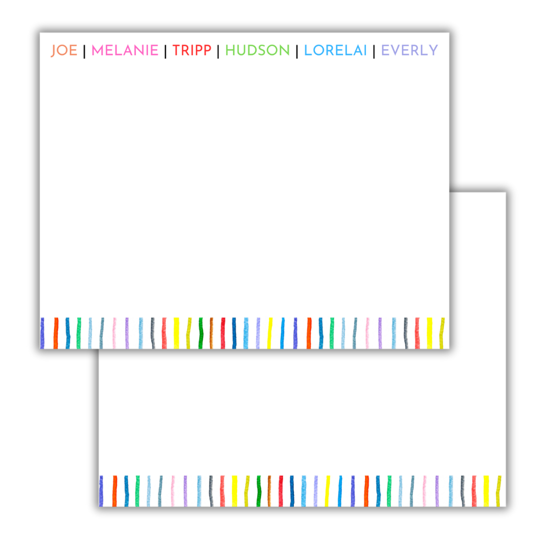 Colorful Family Name Flat Notecards