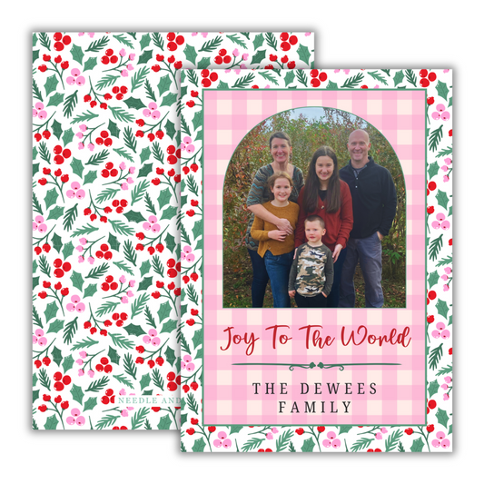 Pink Pop Gingham Christmas Cards