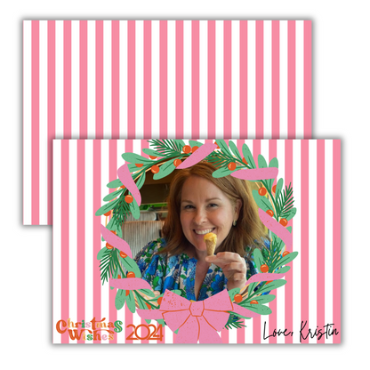 Pink Pop Stripe Christmas Cards