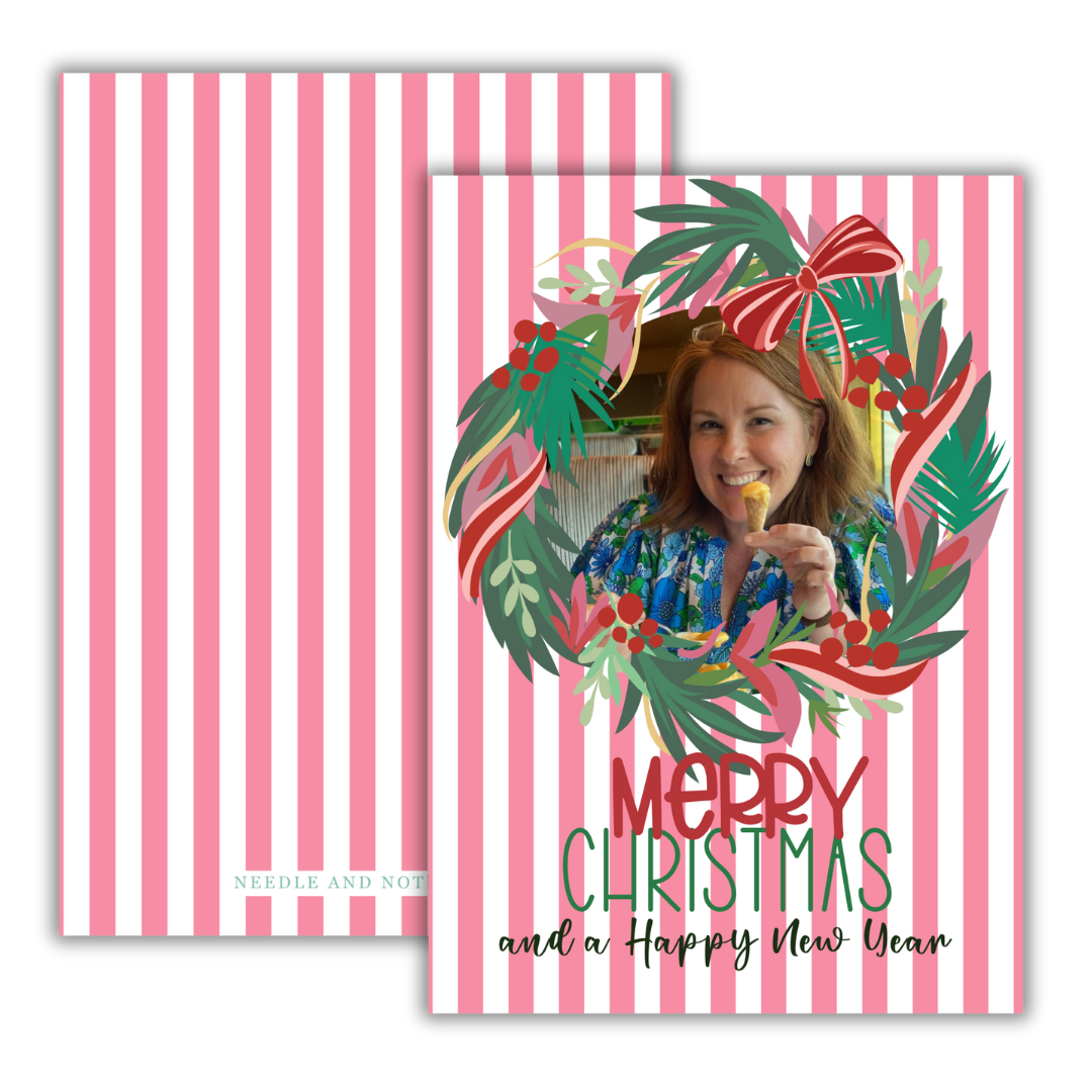 Pink Pop Stripe Christmas Cards