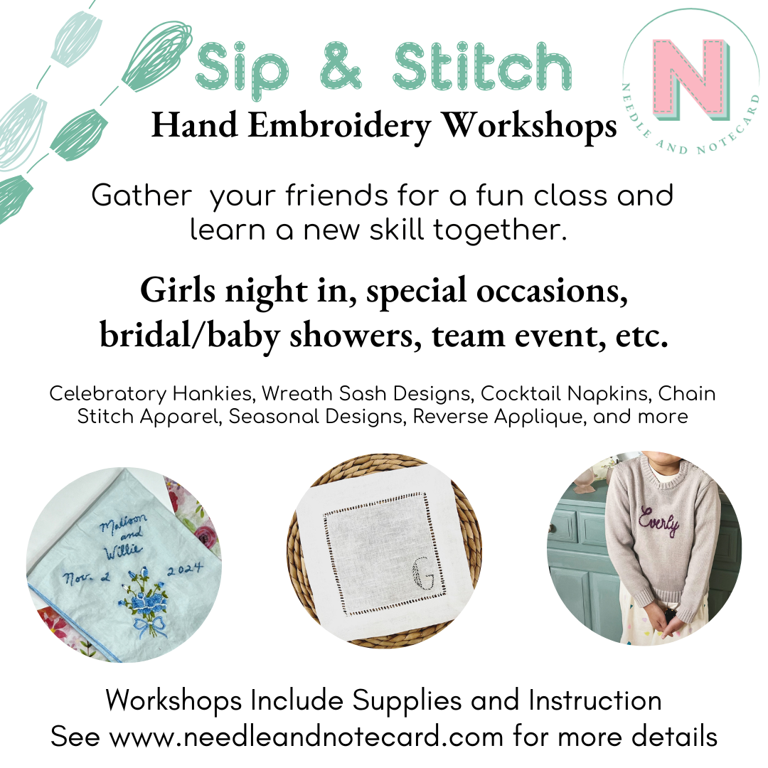 Sip and Stitch Hand Embroidery Workshop