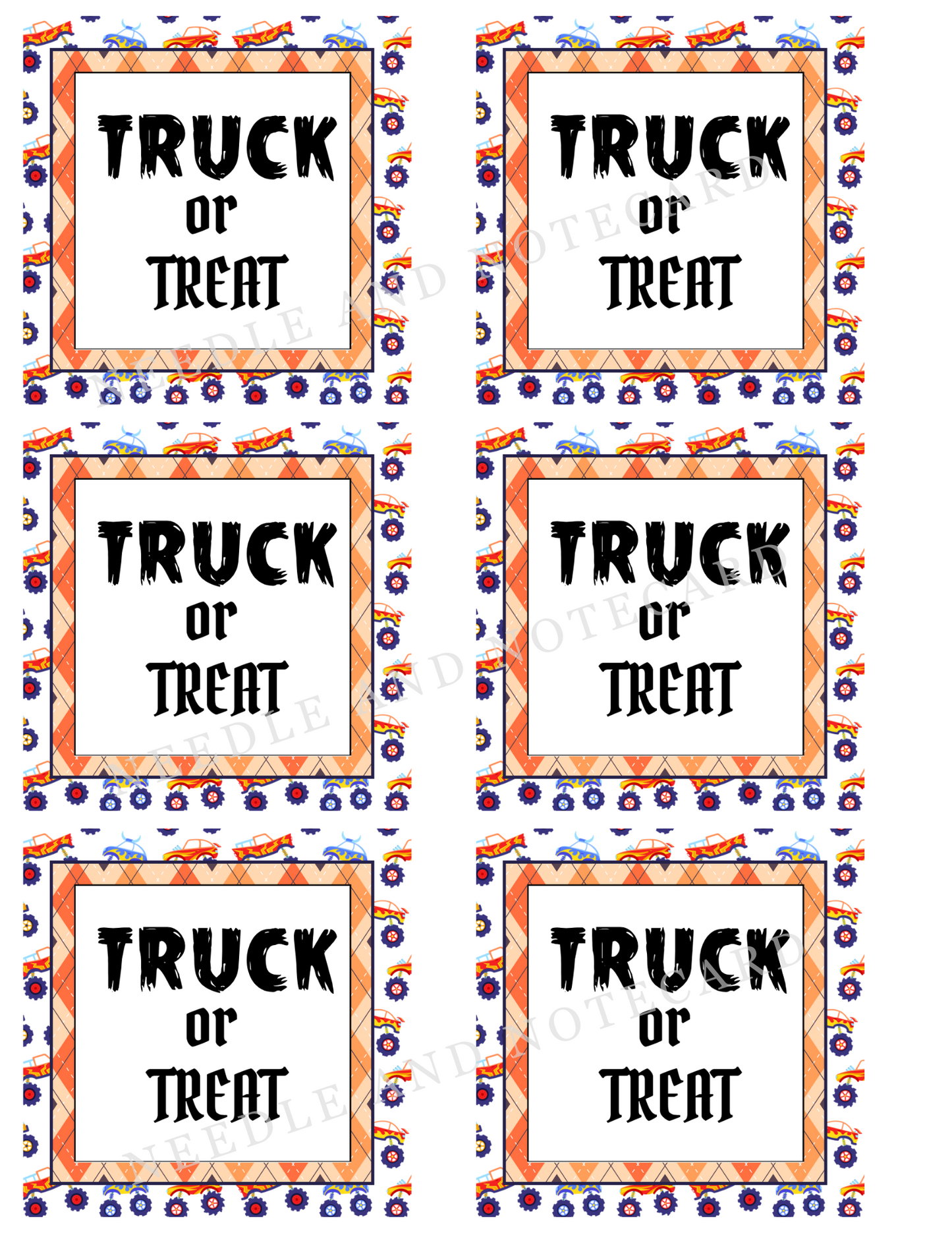 Truck or Treat Halloween Tag Digital Download