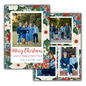 Vintage Blue Floral Portrait Christmas Cards