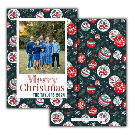 Vintage Ornaments Portrait Christmas Cards