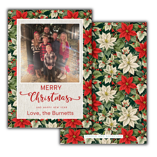 Vintage Poinsettia Canvas Frame Christmas Cards