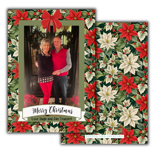 Vintage Poinsettia Frame Christmas Cards